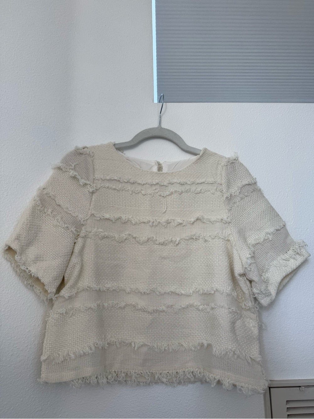 Textured Ivory Fringe Top